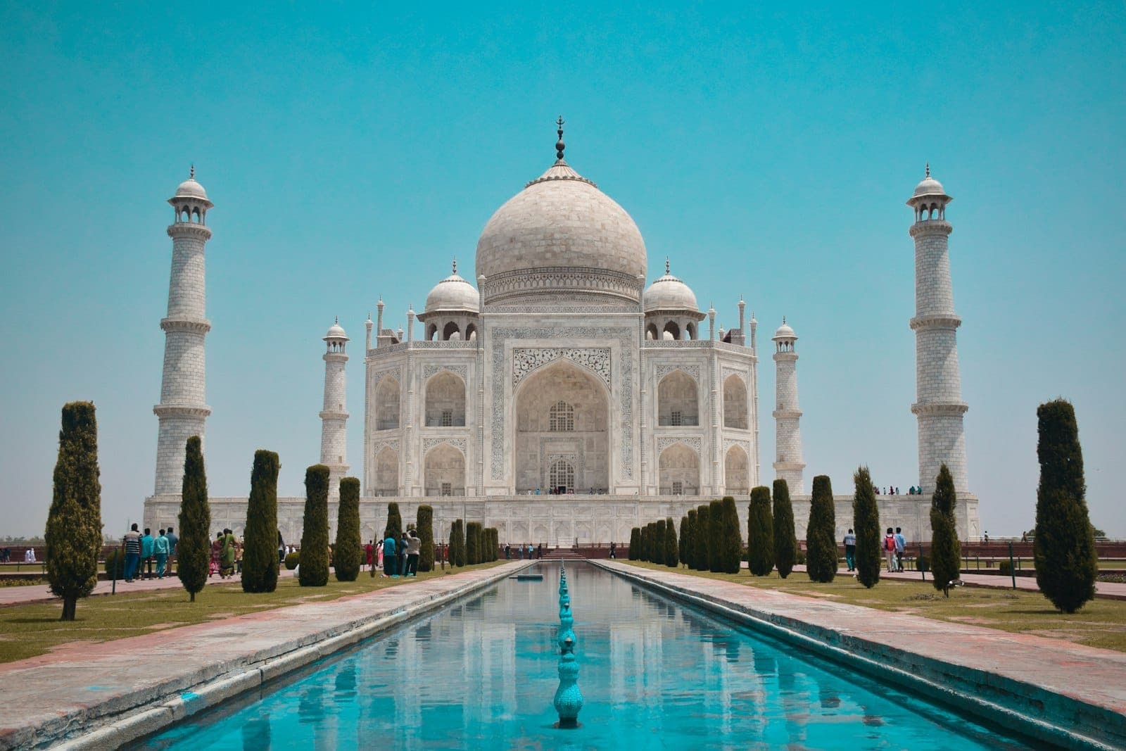 Taj Mahal with its reflecting pool in Agra