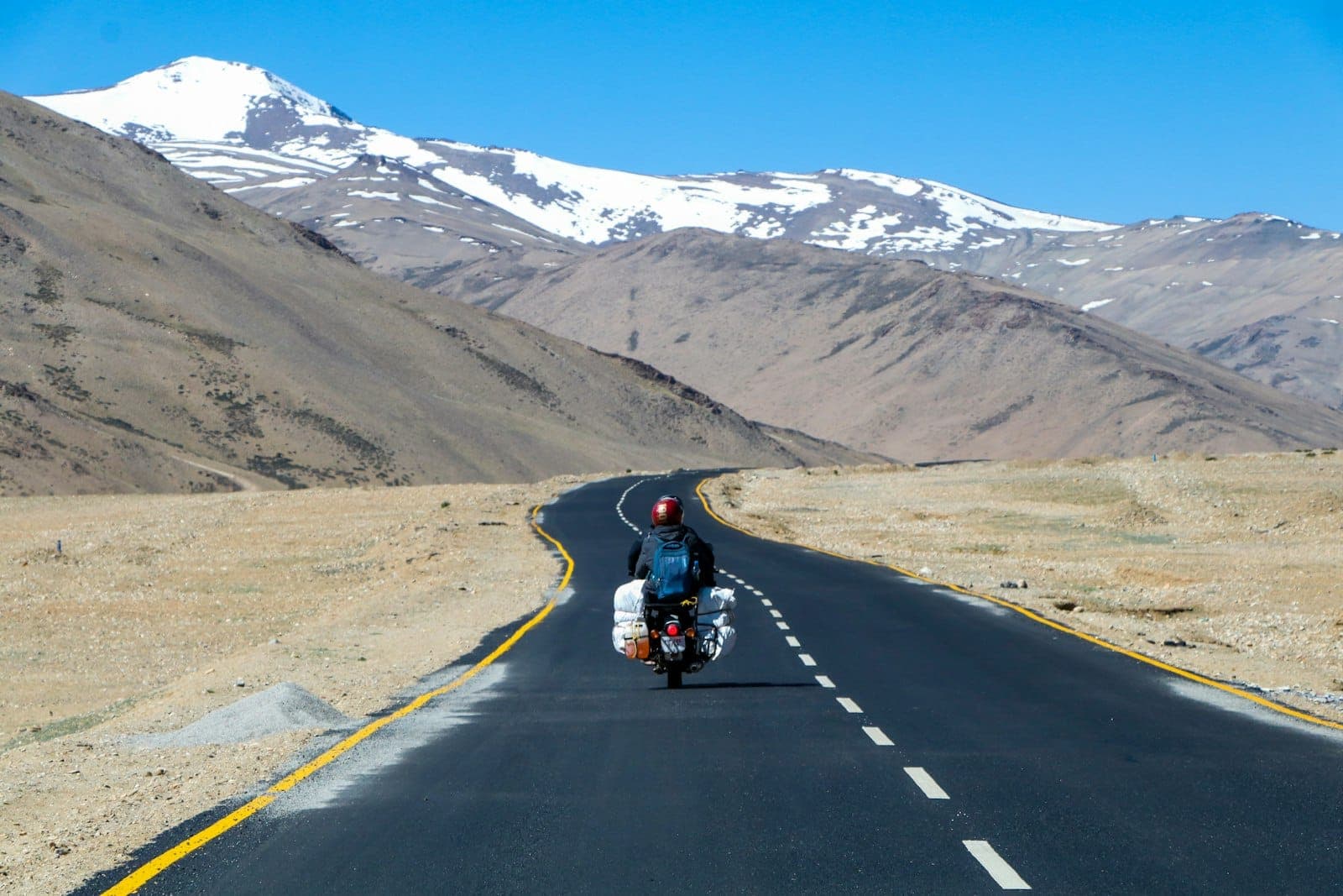 Road winding through the mountains of Ladakh